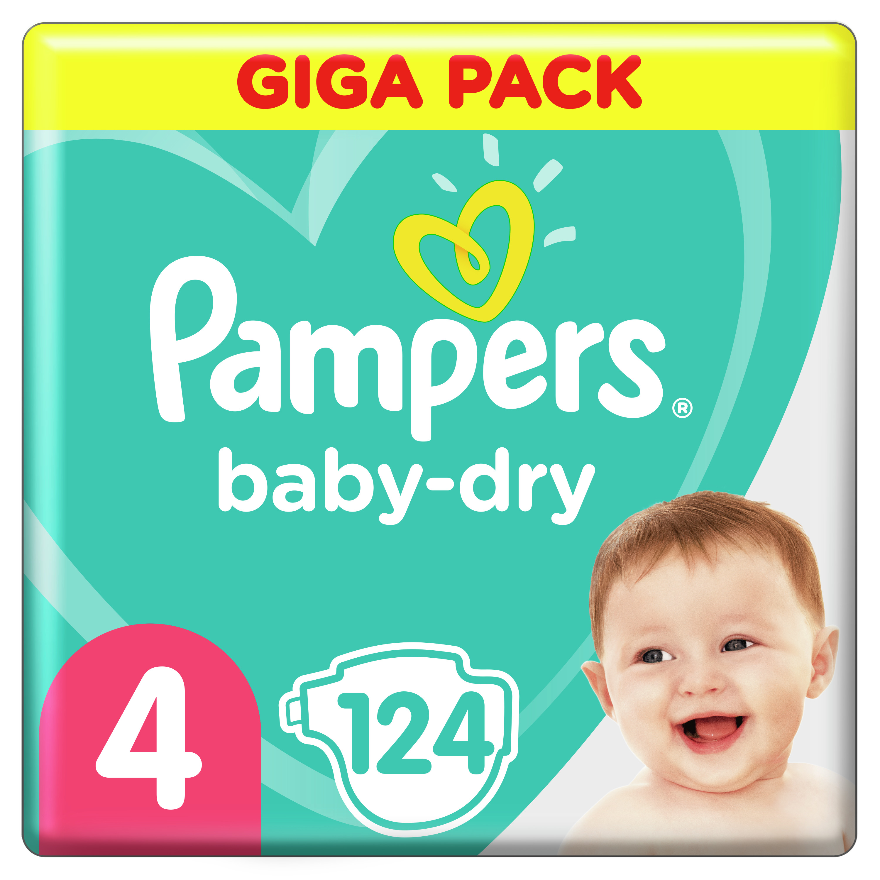 Pampers Baby-Dry Storlek 4, 124 Blöjor, 9-14kg