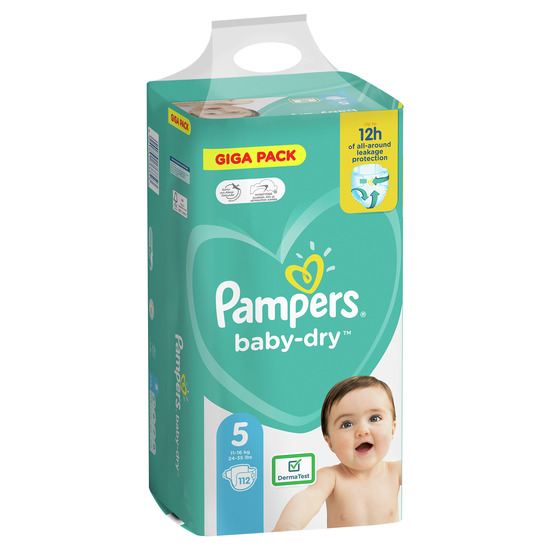 Pampers Baby-Dry Storlek 5, 112 Blöjor, 11-16kg
