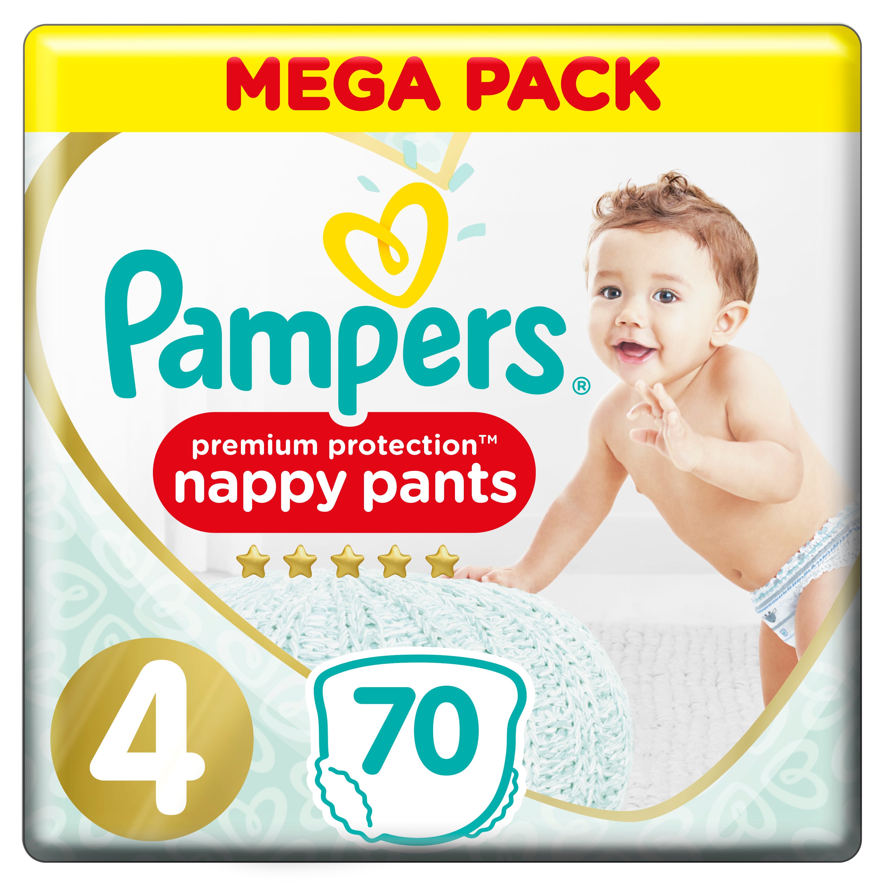 Pampers Premium Protection Byxblöjor Storlek 4, 70 Blöjor, 9-14kg