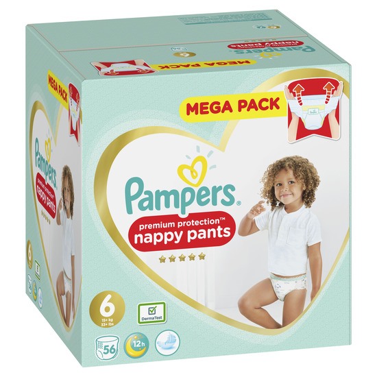 Pampers Premium Protection Byxblöjor Storlek 6, 56 Blöjor, 13-18kg
