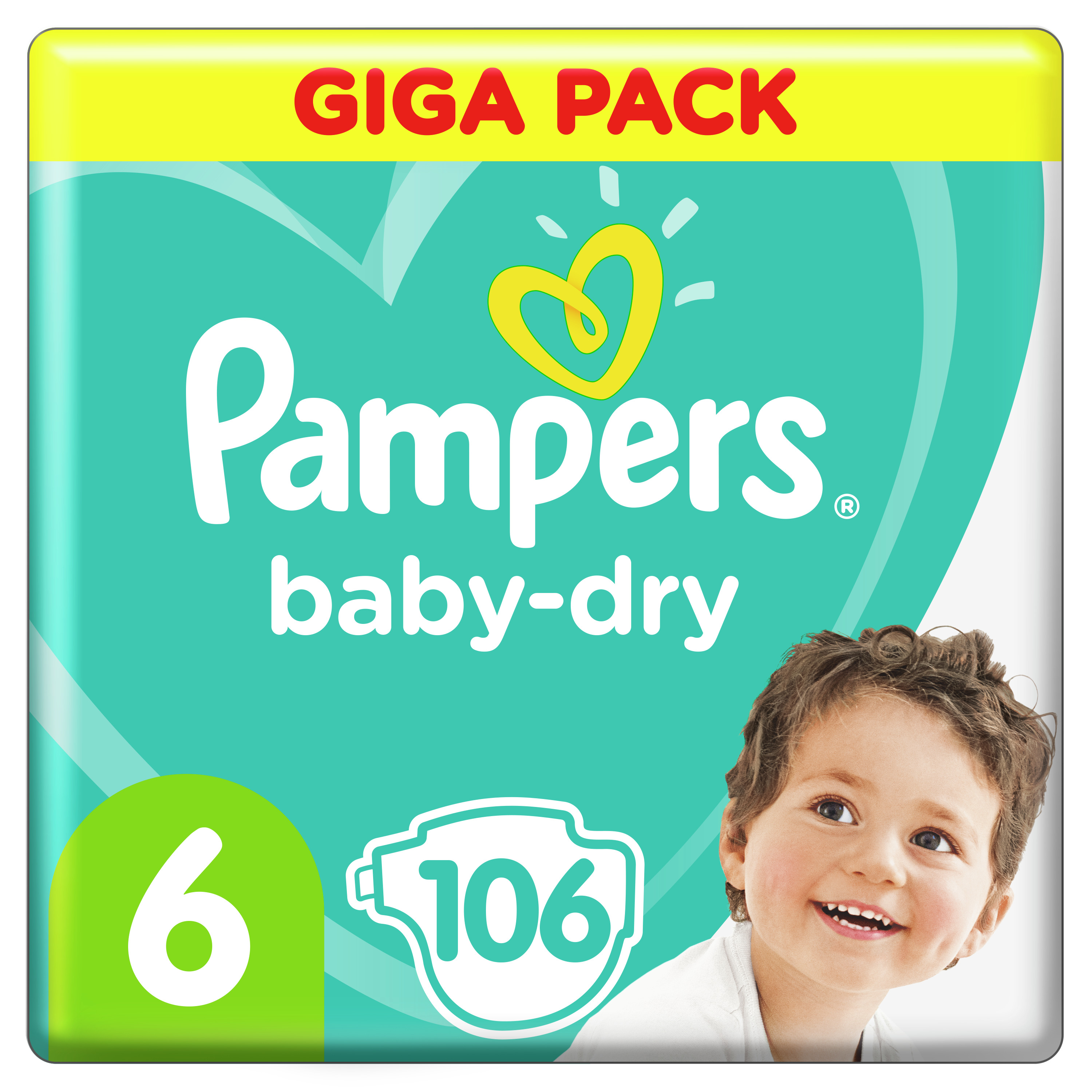 Pampers Baby-Dry Storlek 6, 106 Blöjor, 13-18kg