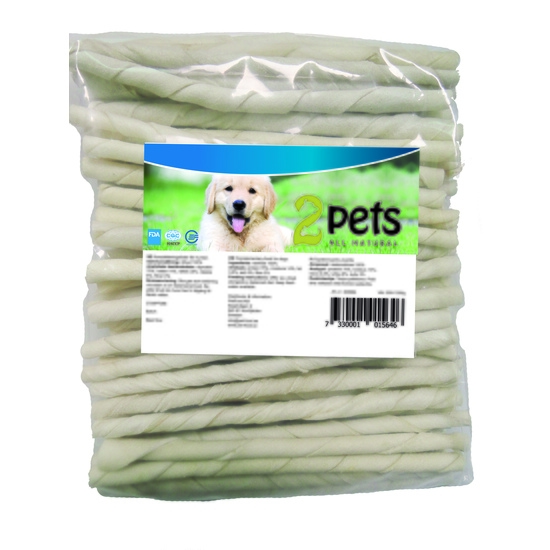 2pets Tuggpinne vriden vit 12 cm/9-10 mm 100-pack