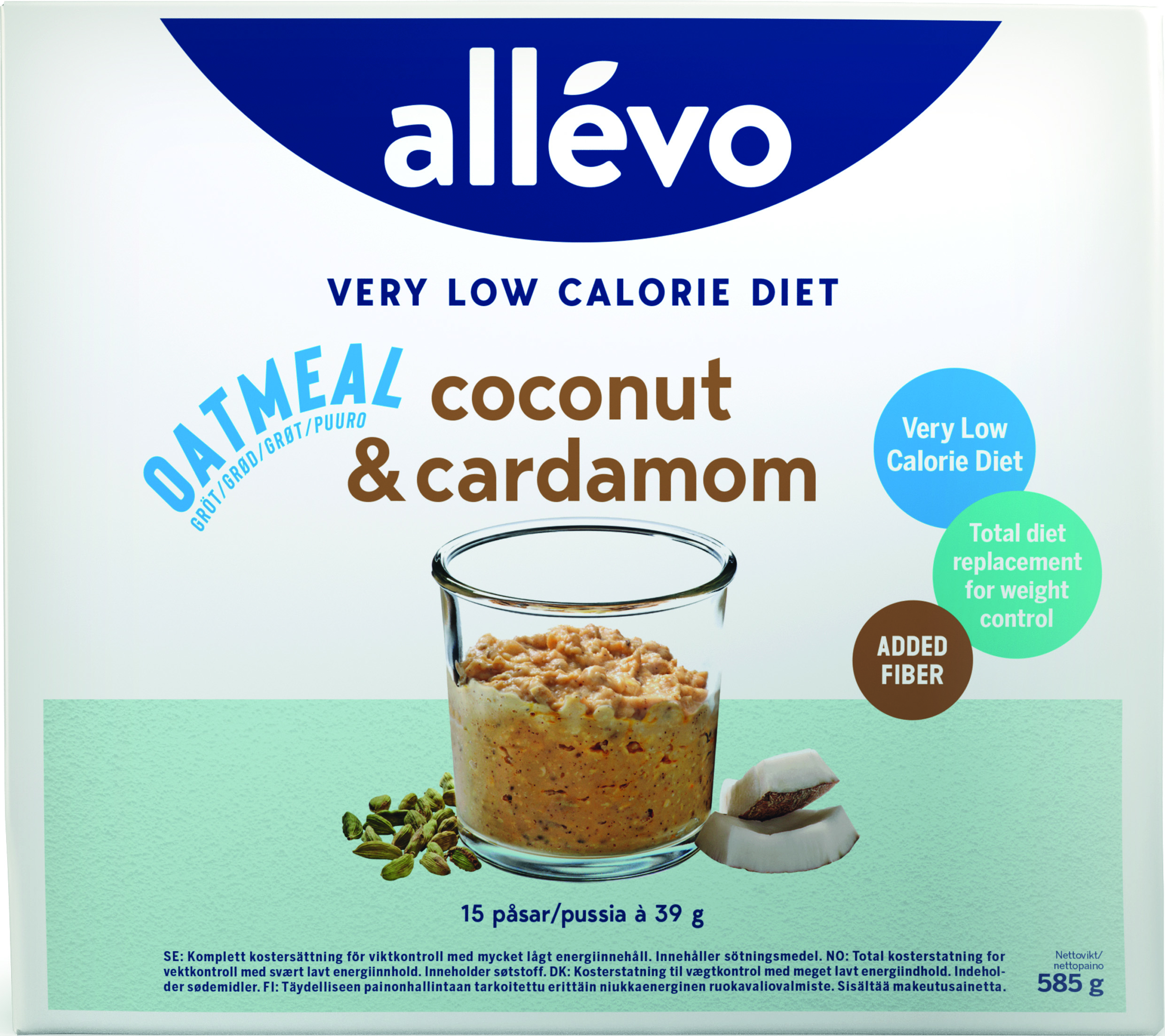 Allévo Oatmeal Coconut/Cardamon VLCD 15 påsar x 39 g