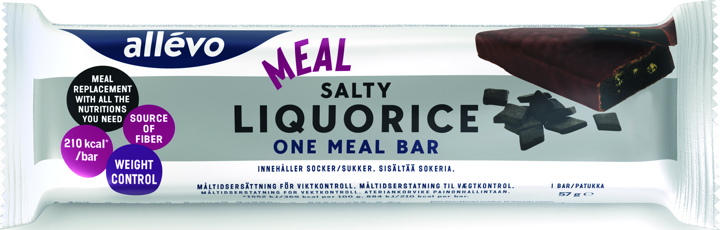 Allévo One Meal Salty Liquorice bar 57 g