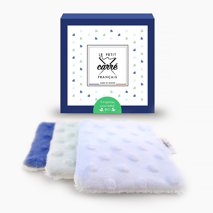 Le petit carré Français Ekologiska Babywipes Blue Mix  3-pack