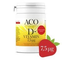 ACO D-vitamin 7,5 UG Jordgubbssmak 100 tabletter
