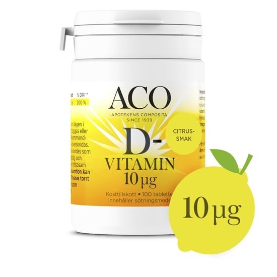 ACO D-vitamin 10 UG Citrussmak 100 tabletter