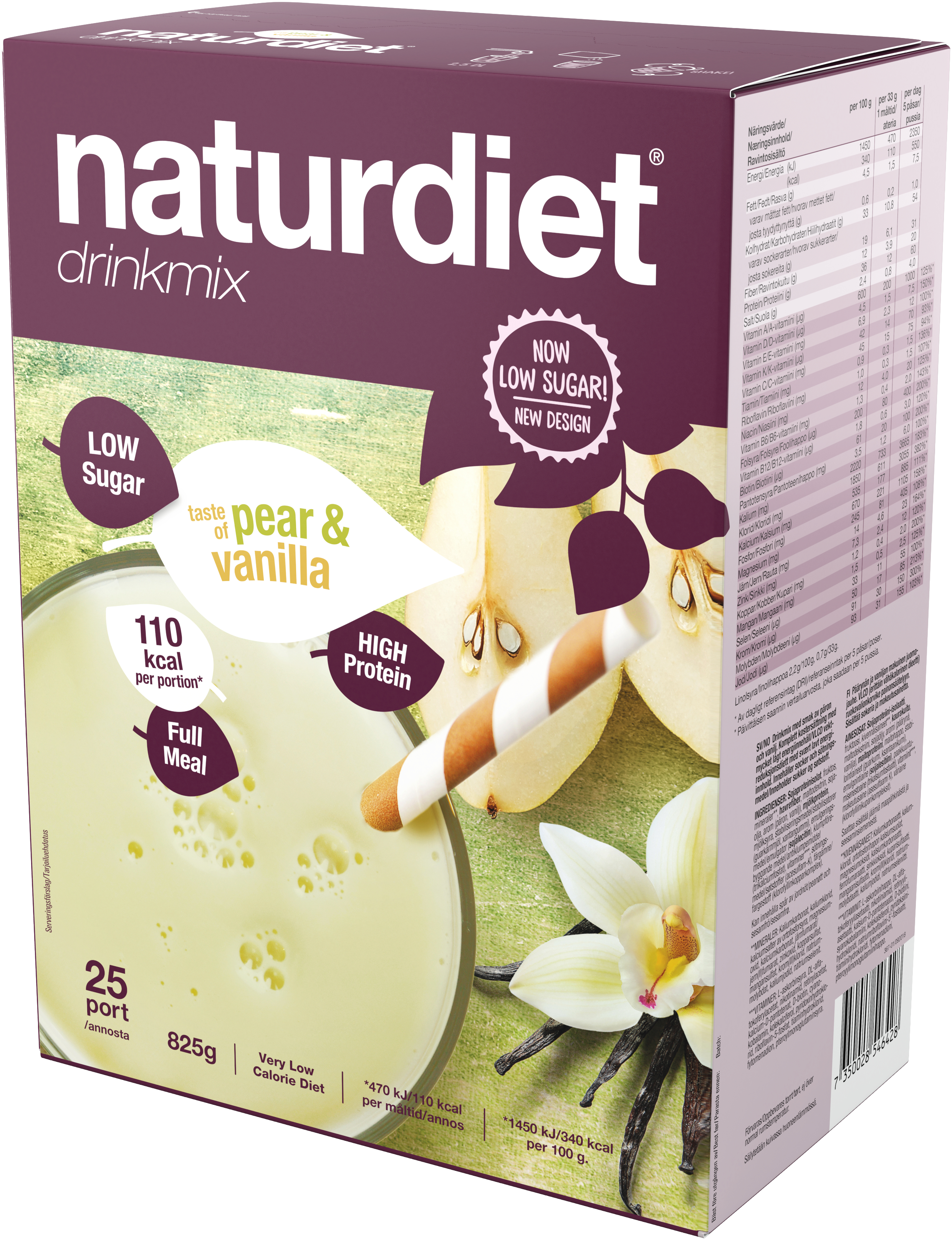 Naturdiet Drinkmix Pear Vanilla 25-pack