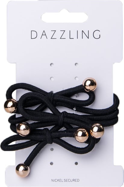 Dazzling Svart Hårsnodd med Rosett 3-pack