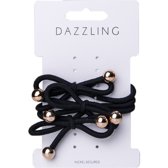 Dazzling Svart Hårsnodd med Rosett 3-pack