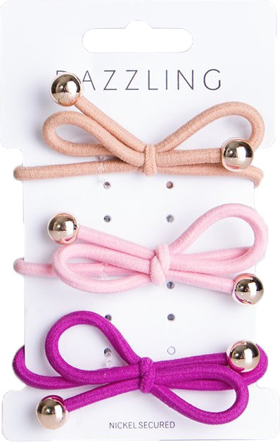 Dazzling Rosa Hårsnodd med Rosett 3-pack