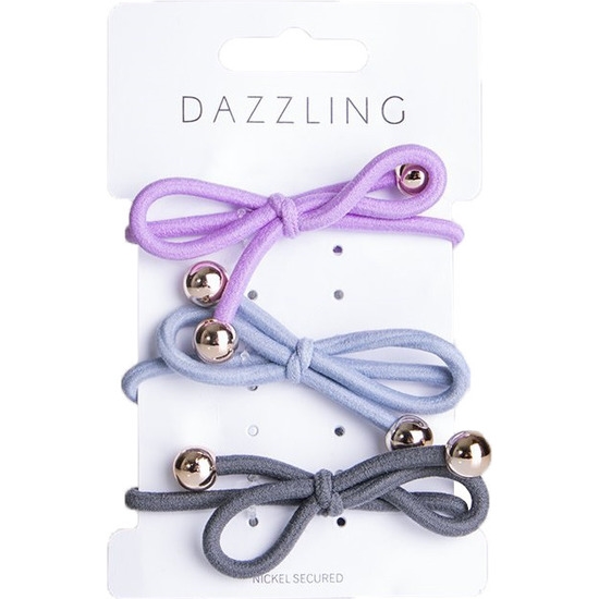 Dazzling Hårsnodd Rosett grå/lila med Rosett 3-pack