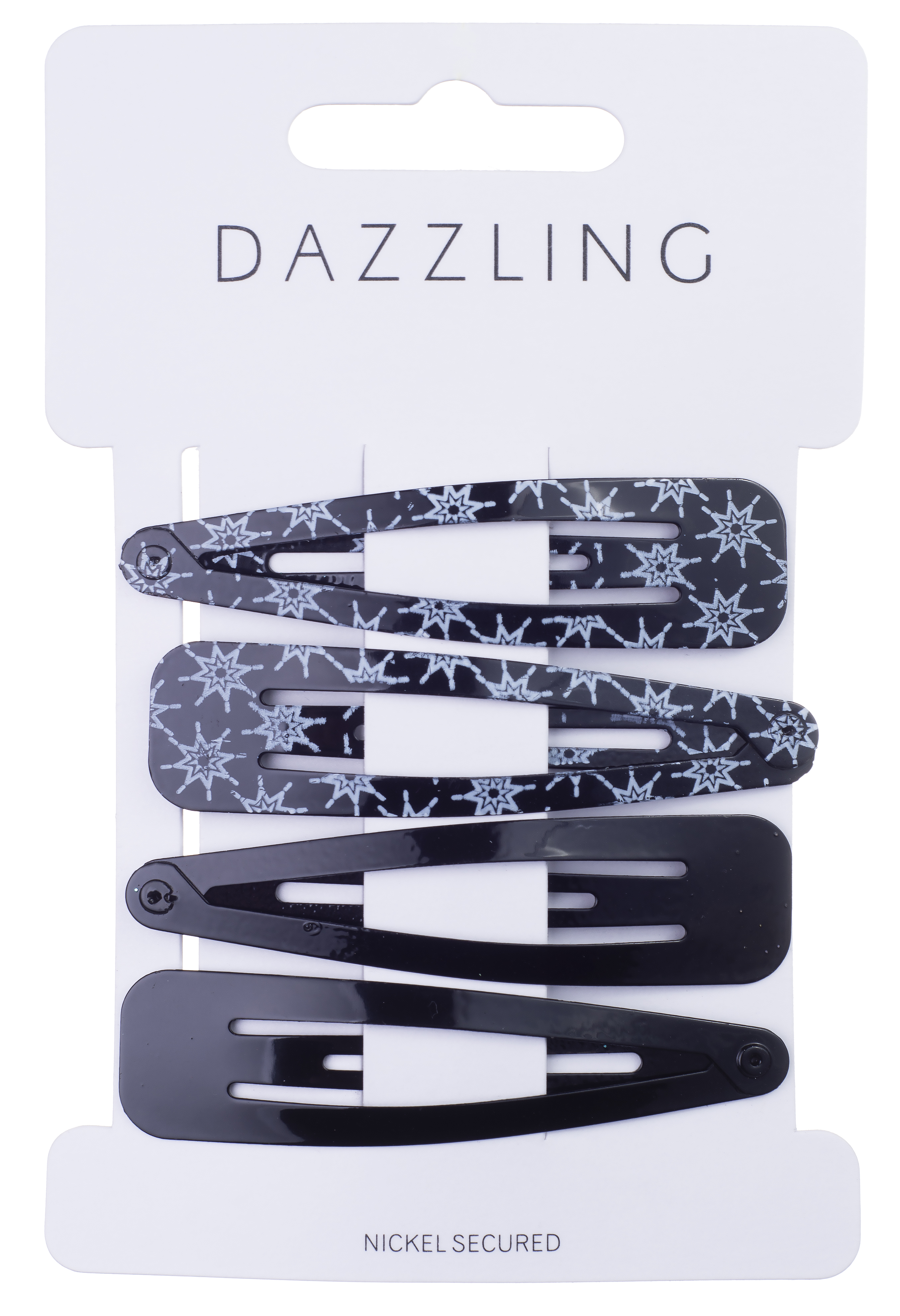 Dazzling Hårspännen Svarta med Mönster Stora 4-pack