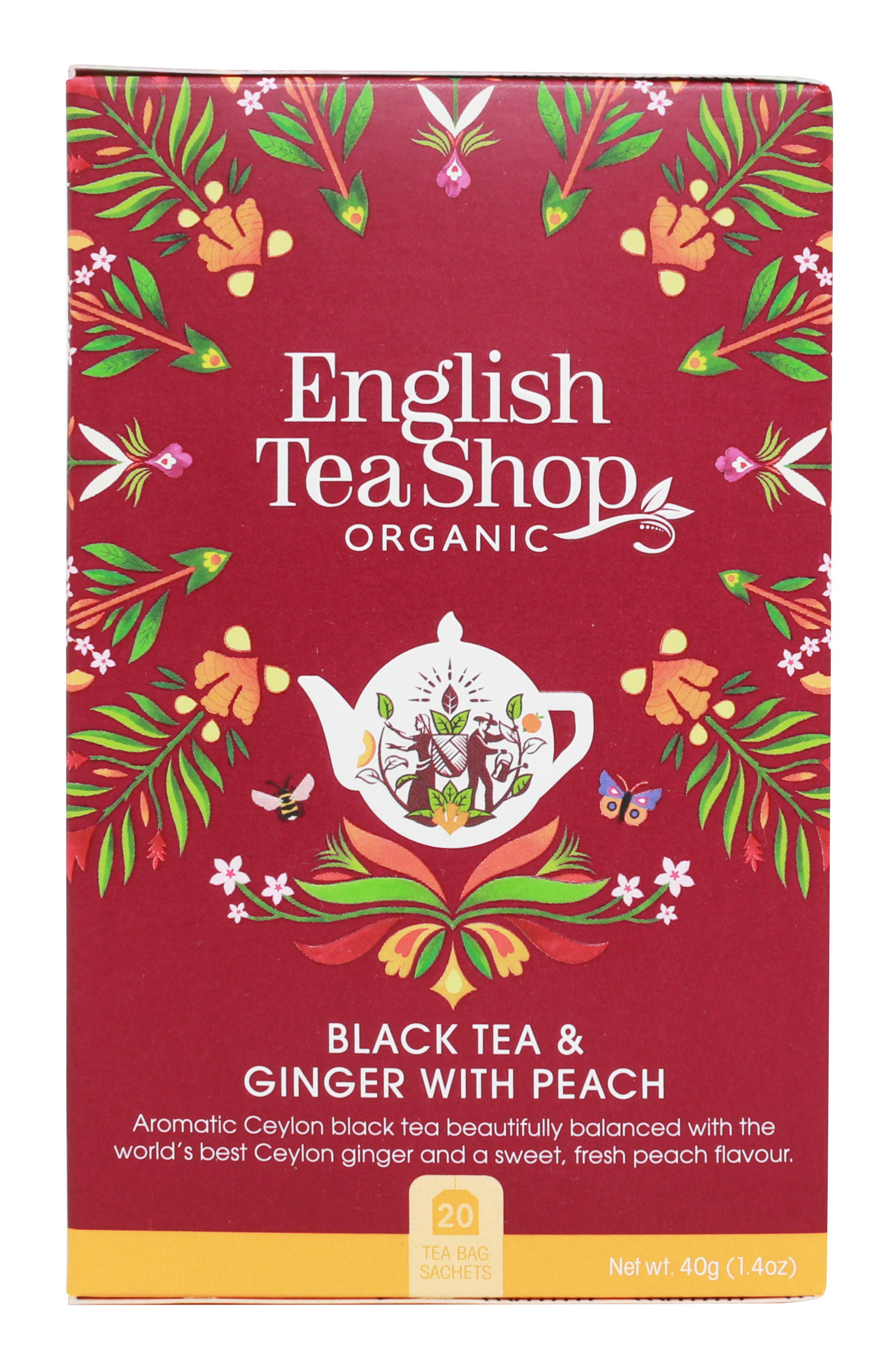 English Tea Shop Svart te Ingefära & Persika 40 g