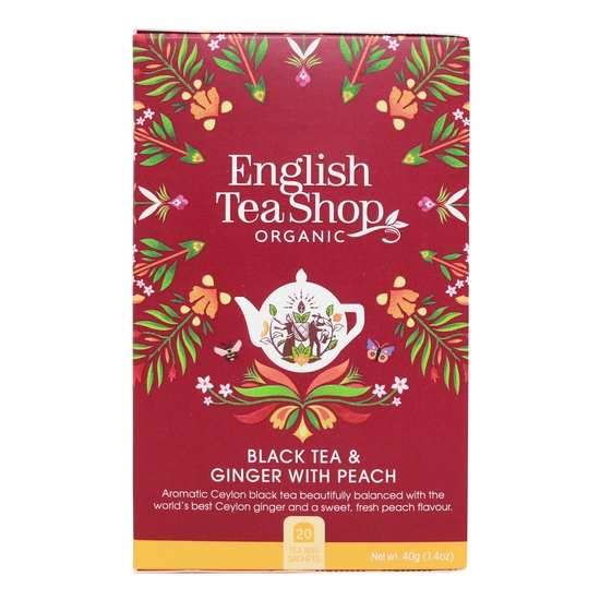 English Tea Shop Svart te Ingefära & Persika 40 g
