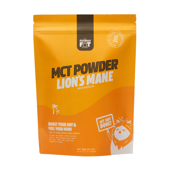 The Friendly Fat Company C8 MCT-pulver med Lion's Mane Mushroom 260 g