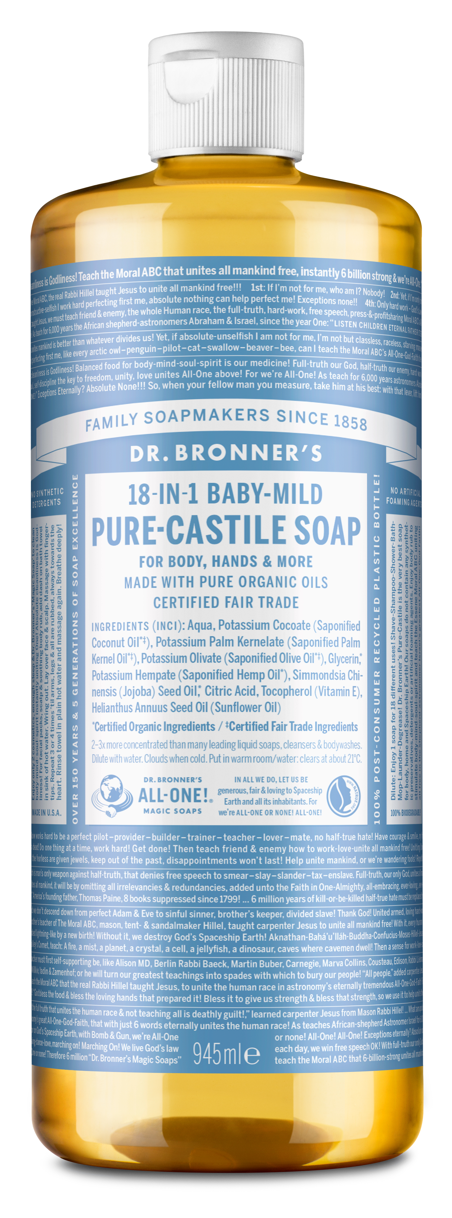 Dr. Bronner's Pure Castile Liquid Soap Baby-Mild Parfymfri 945 ml