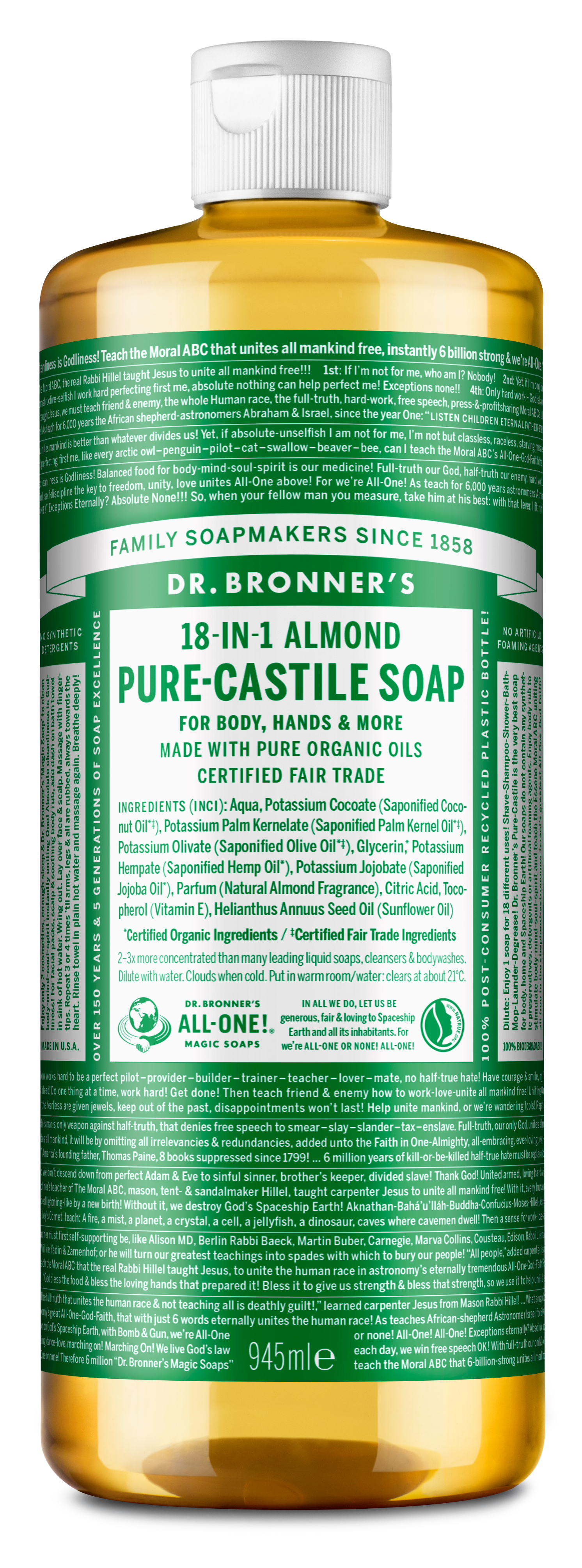 Dr. Bronner's Pure Castile Liquid Soap Almond 945 ml