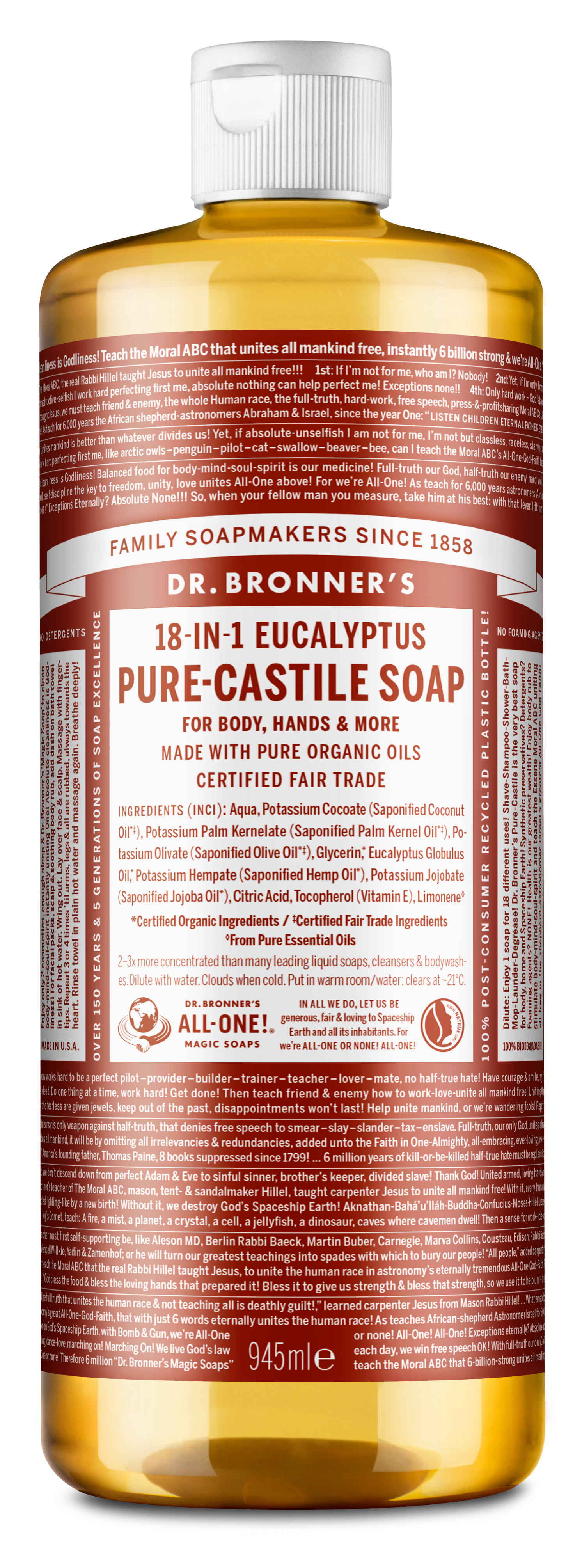 Dr. Bronner's Pure Castile Liquid Soap Eucalyptus 945 ml