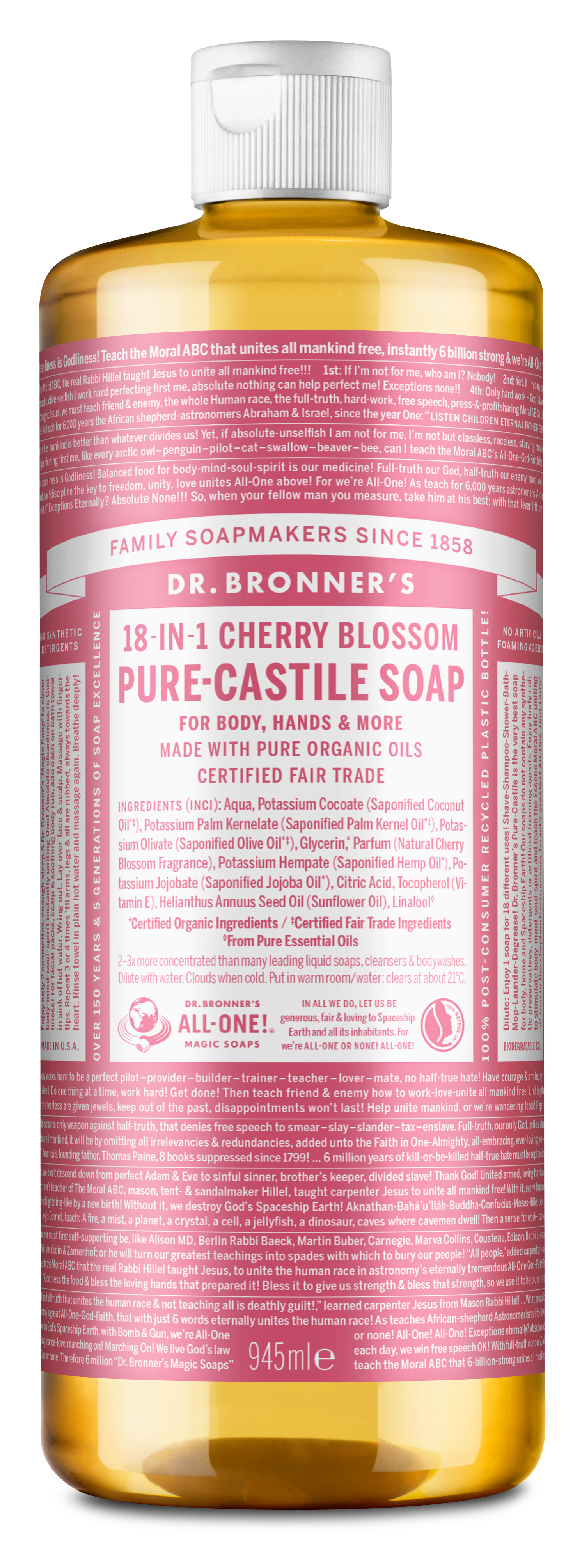 Dr. Bronner's Pure Castile Liquid Soap Cherry Blossom 945 ml
