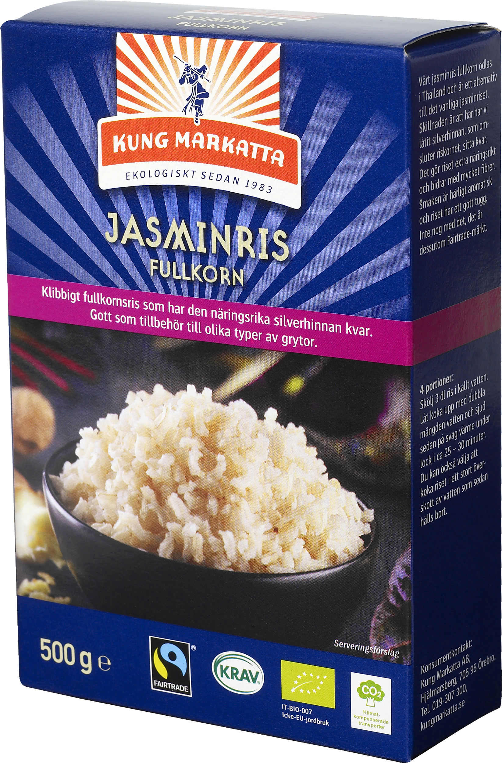 Kung Markatta Jasminris Fullkorn KRAV 500 g