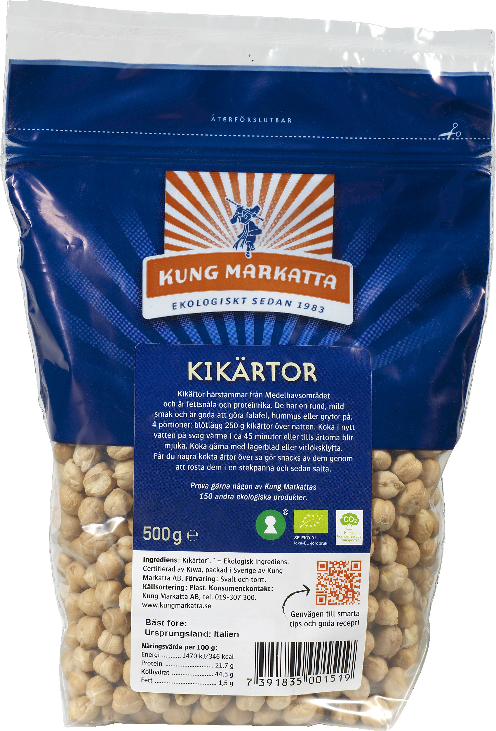 Kung Markatta Kikärtor KRAV 500 g