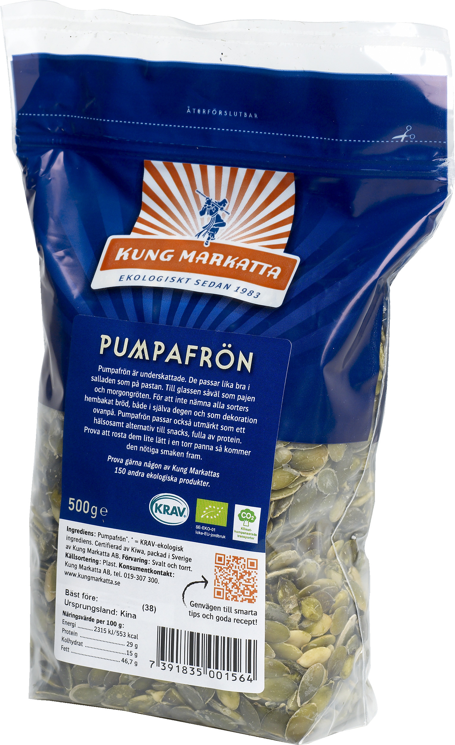 Kung Markatta Pumpafrön KRAV 500 g