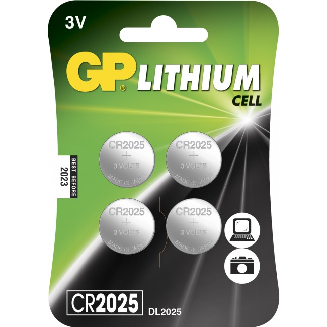 GP Batteries knappcell Litium CR2025 4 st