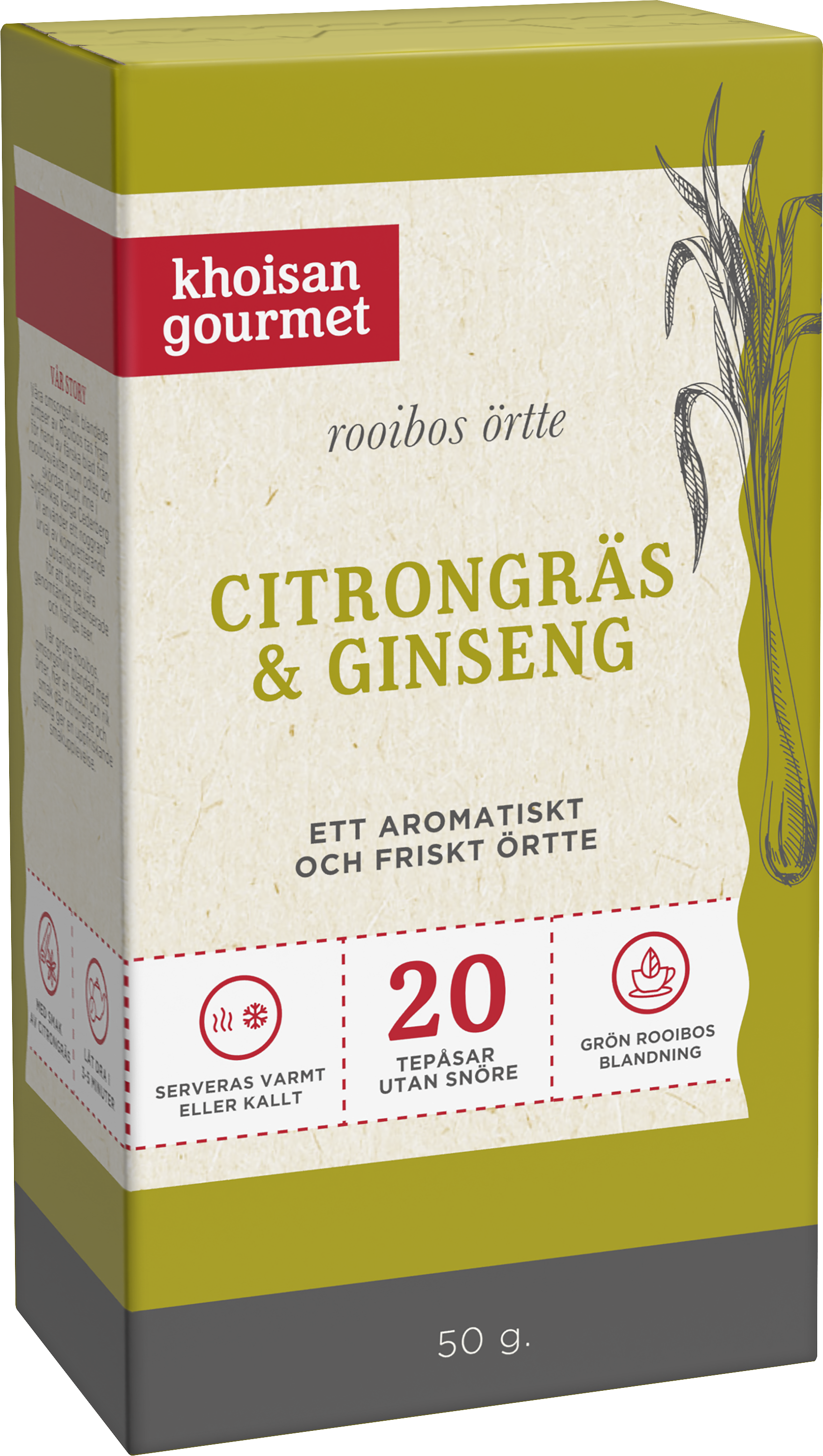 Khoisan Gourmet Rooibos örtte Citrongräs & Ginseng 50 g
