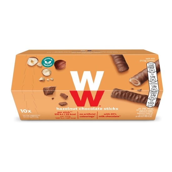 WW ViktVäktarna Chokladpinnar med hasselnötssmak 115 g