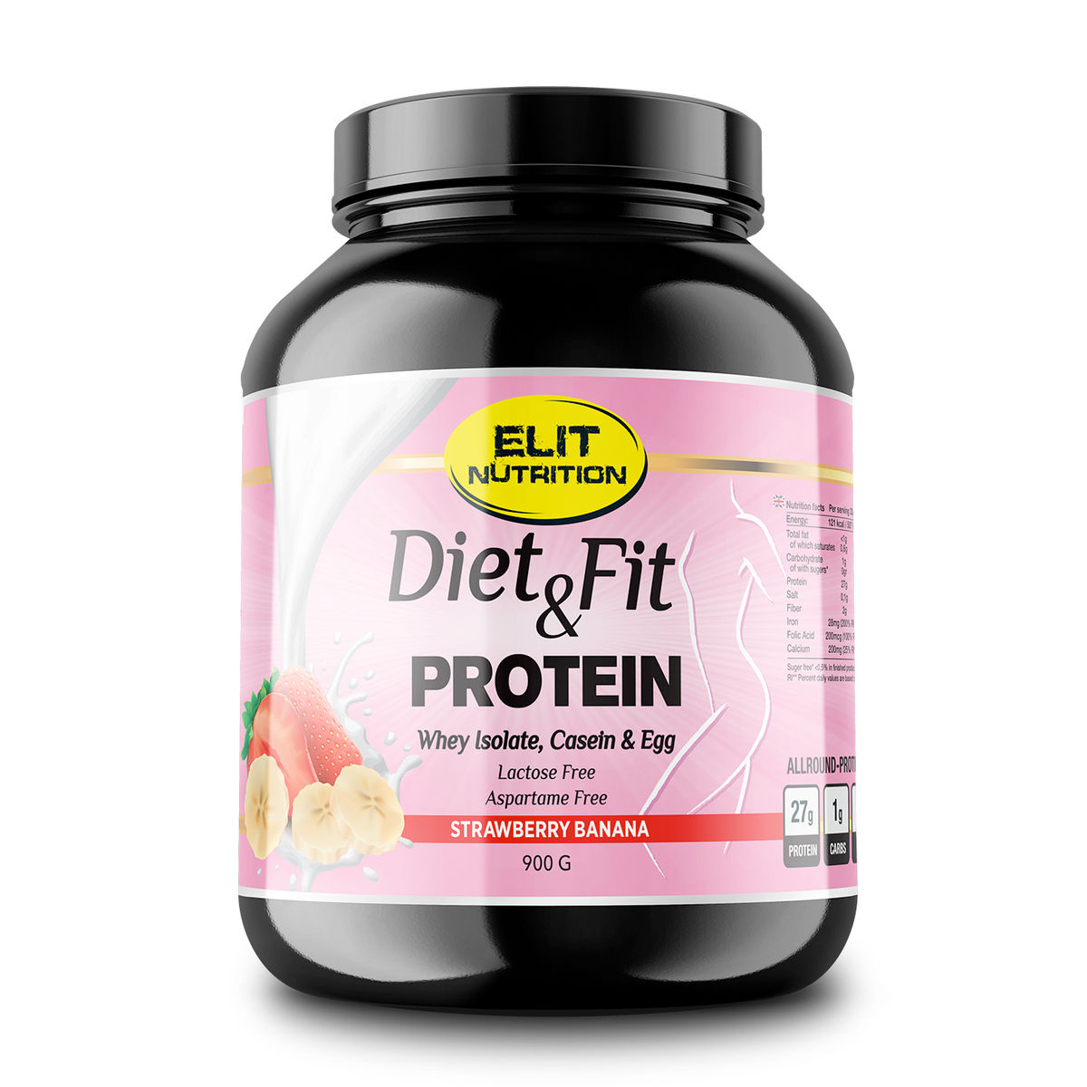 Elit Nutrition Diet & Fit Måltidsersättare Strawberry Banana 900 g