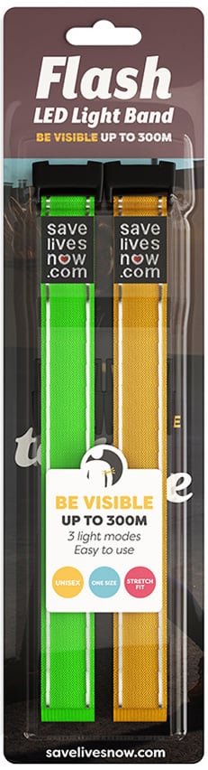 Save Lives Now Flash LED Light Band Green/Yellow 2-pack