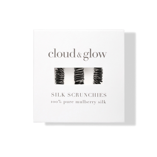Cloud & Glow Silk Scrunchies Charcoal 1 cm 3-pack