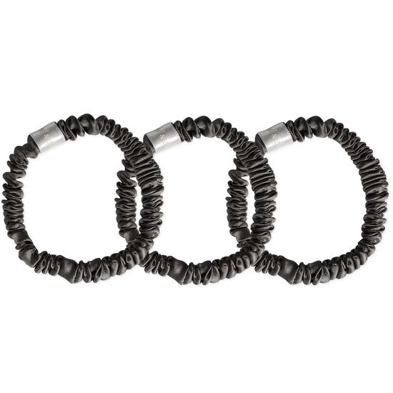 Cloud & Glow Silk Scrunchies Charcoal 1 cm 3-pack