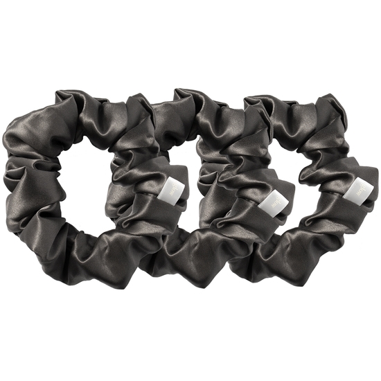 Cloud & Glow Silk Scrunchies Charcoal 4 cm 3-pack