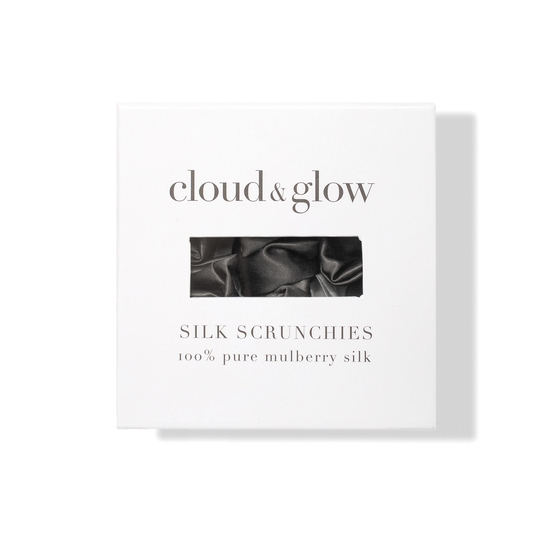 Cloud & Glow Silk Scrunchies Charcoal 4 cm 3-pack