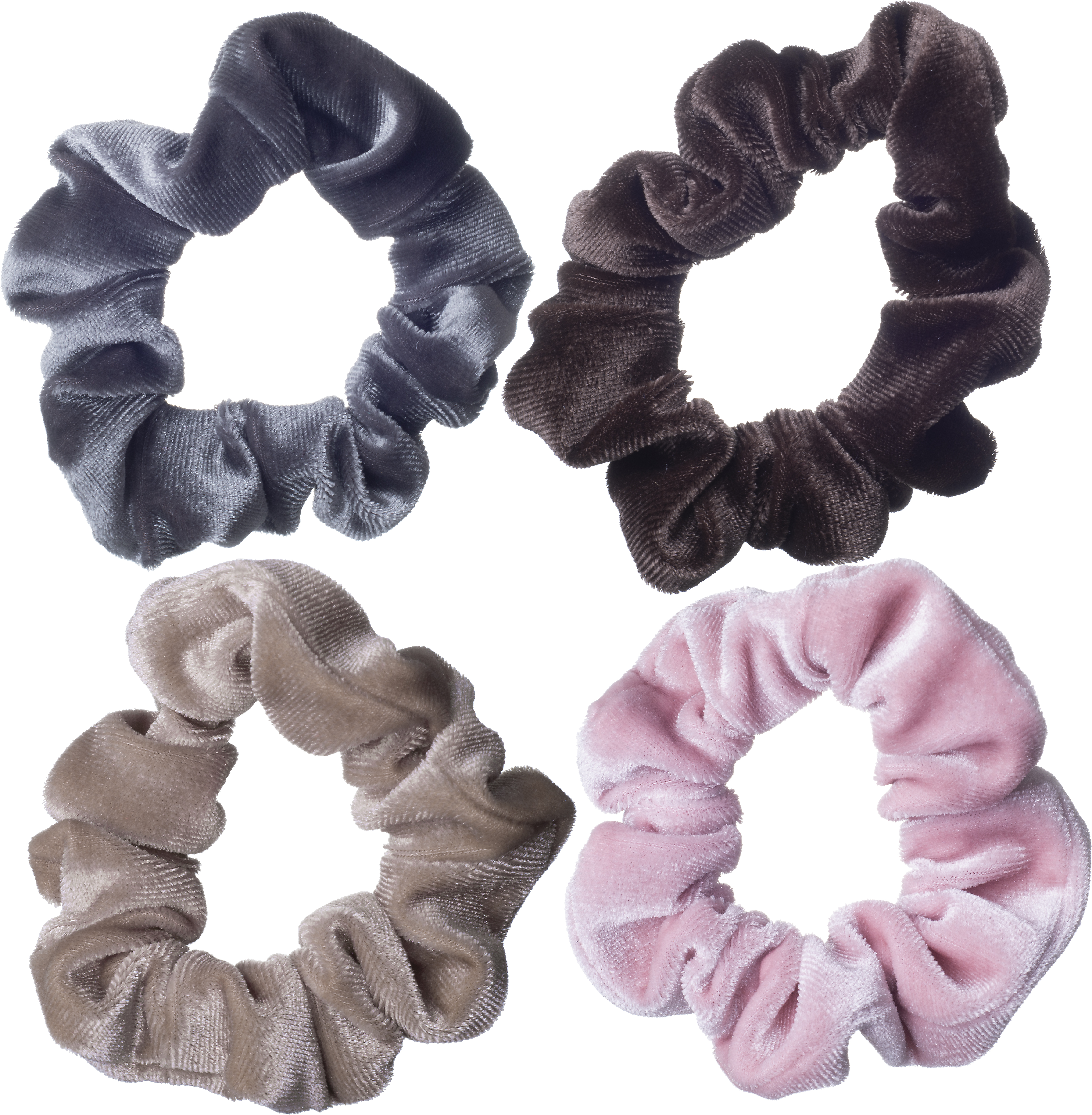 Dazzling Miniscrunchie sammet beige 4-pack