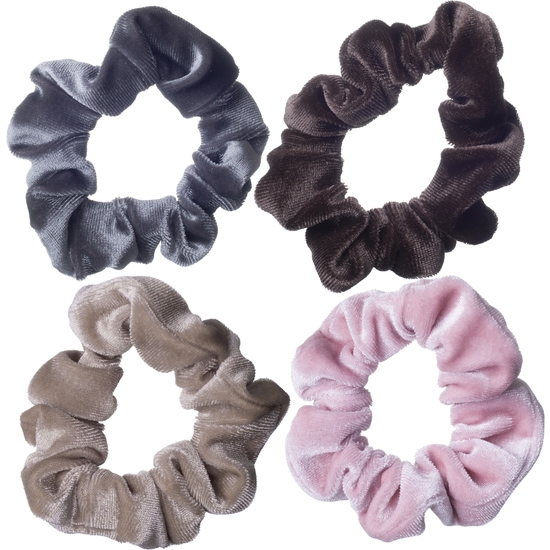 Dazzling Miniscrunchie sammet beige 4-pack