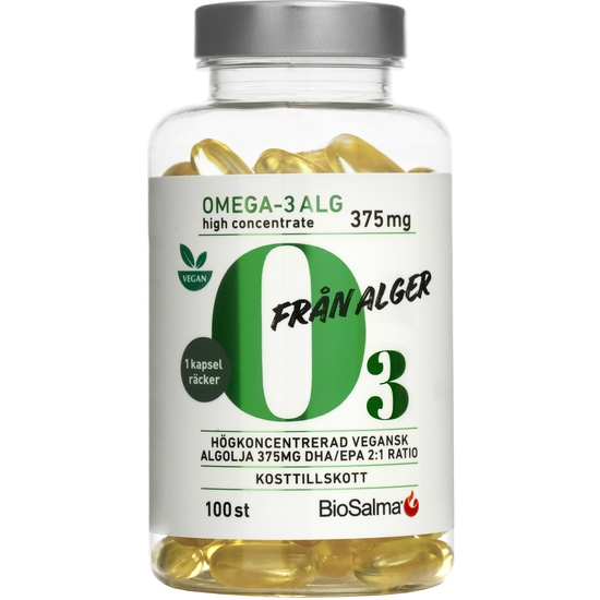 BioSalma Omega-3 av Alg 375mg DHA/EPA 100 kapslar