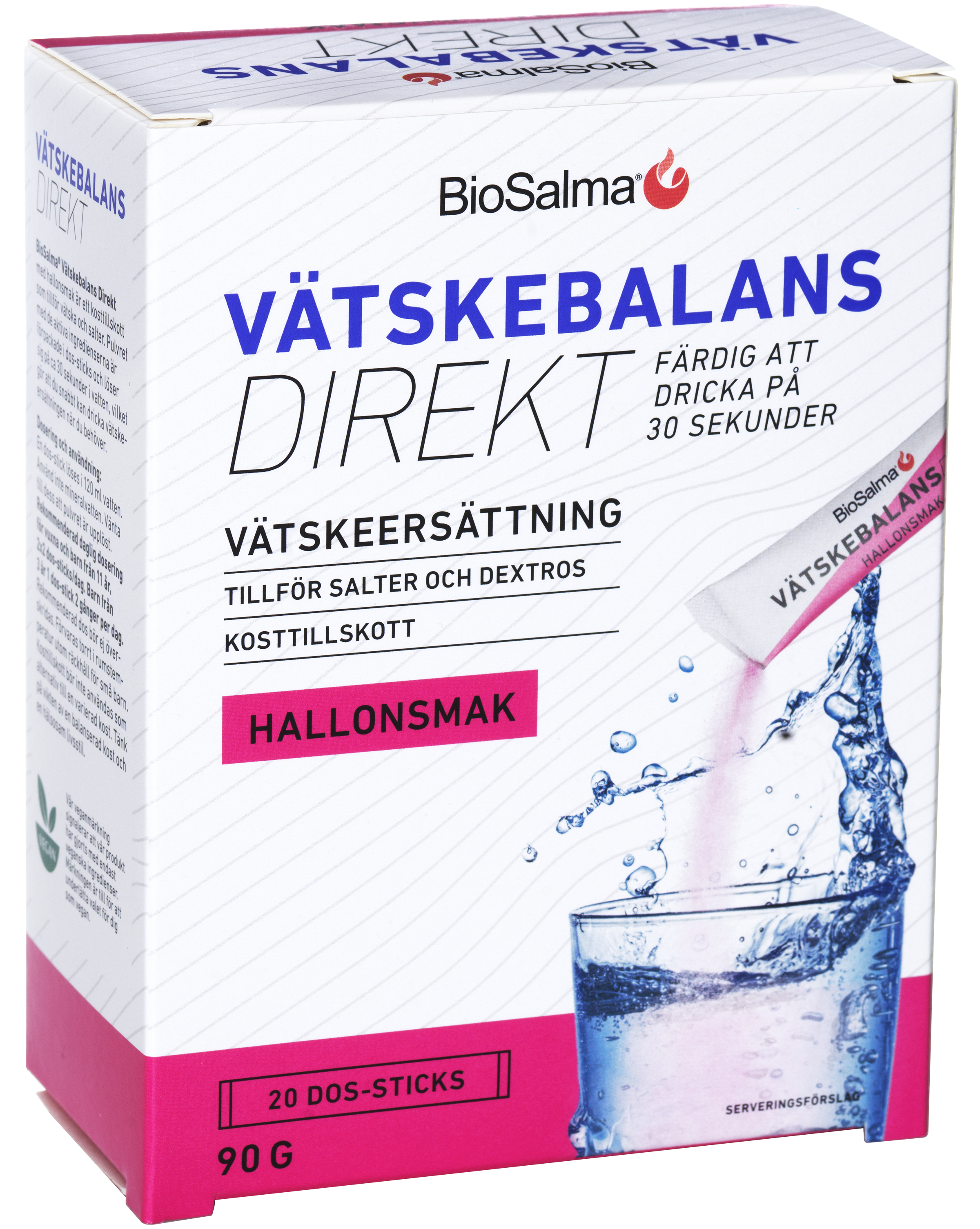 BioSalma Vätskebalans Direkt Hallon 20 dos-sticks