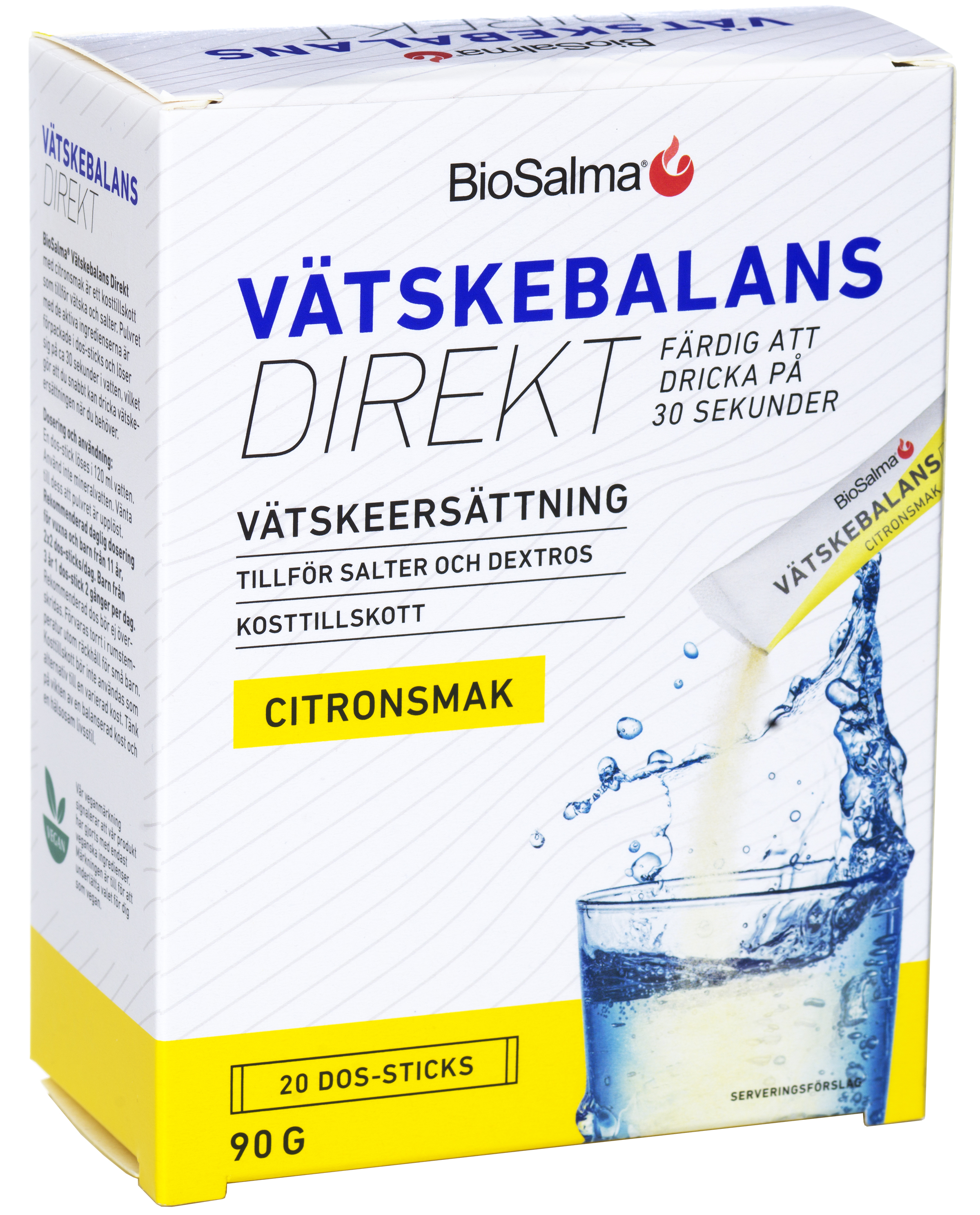 BioSalma Vätskebalans Direkt Citron 20 dos-sticks