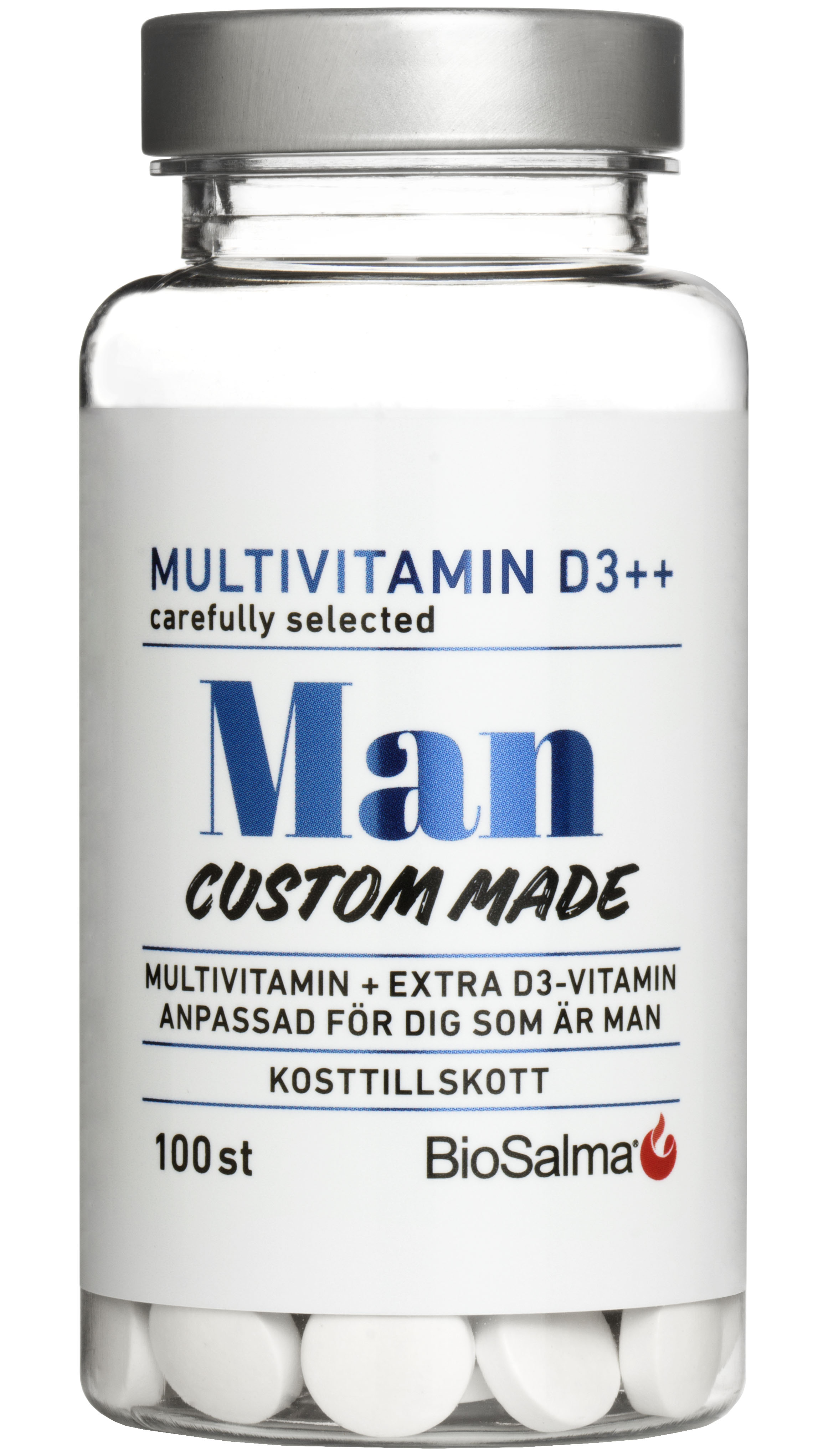 BioSalma Multivitamin Man D-vitamin++ 100 tabletter
