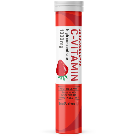 BioSalma C-vitamin 1000 mg Jordgubb 20 brustabletter