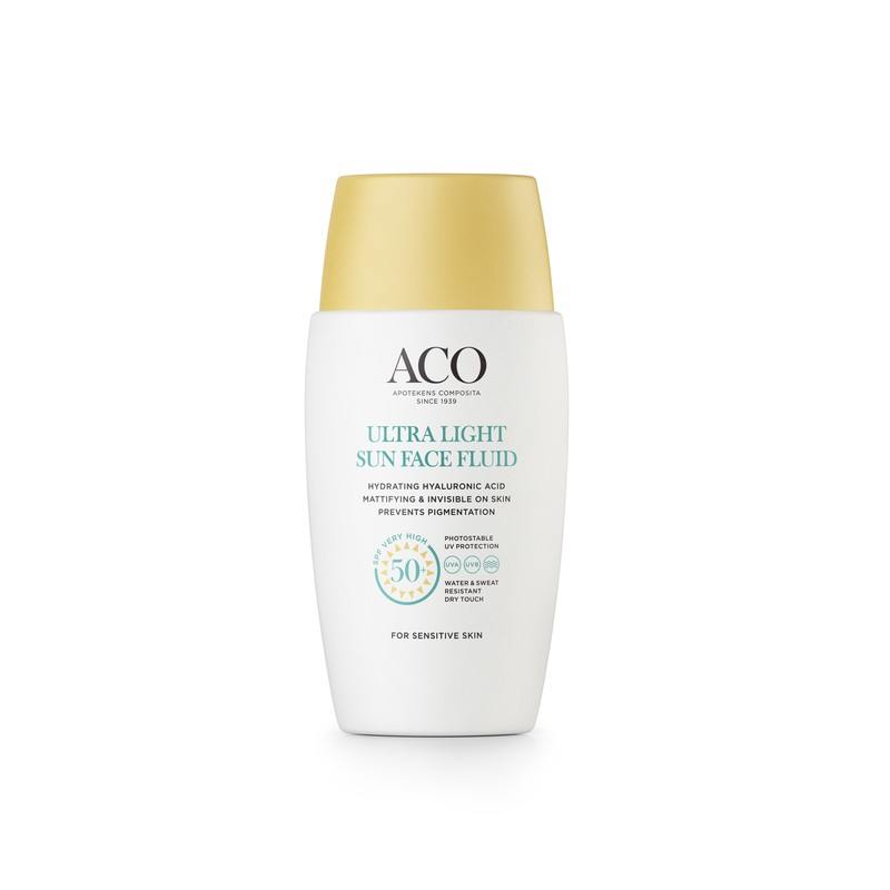 Köp 2 få 25% | ACO Sun Ultra Light Face Fluid SPF50+ Ultralätt Solskydd Ansikte 40 ml