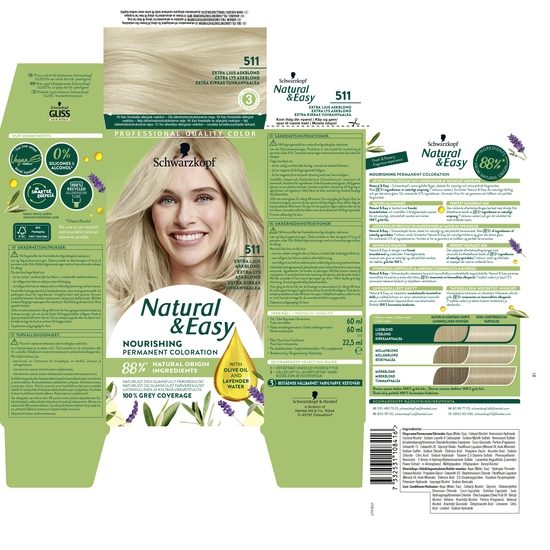 Schwarzkopf Natural & Easy Hårfärg 511 Extra Ljus Askblond