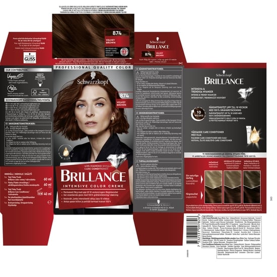 Schwarzkopf Brillance Hårfärg 874 Velvet Brown