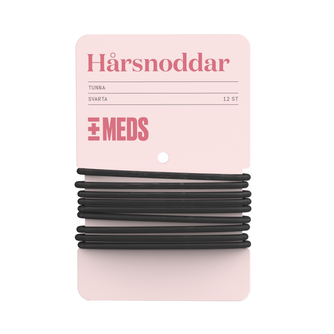 MEDS Hårsnoddar, tunna svarta