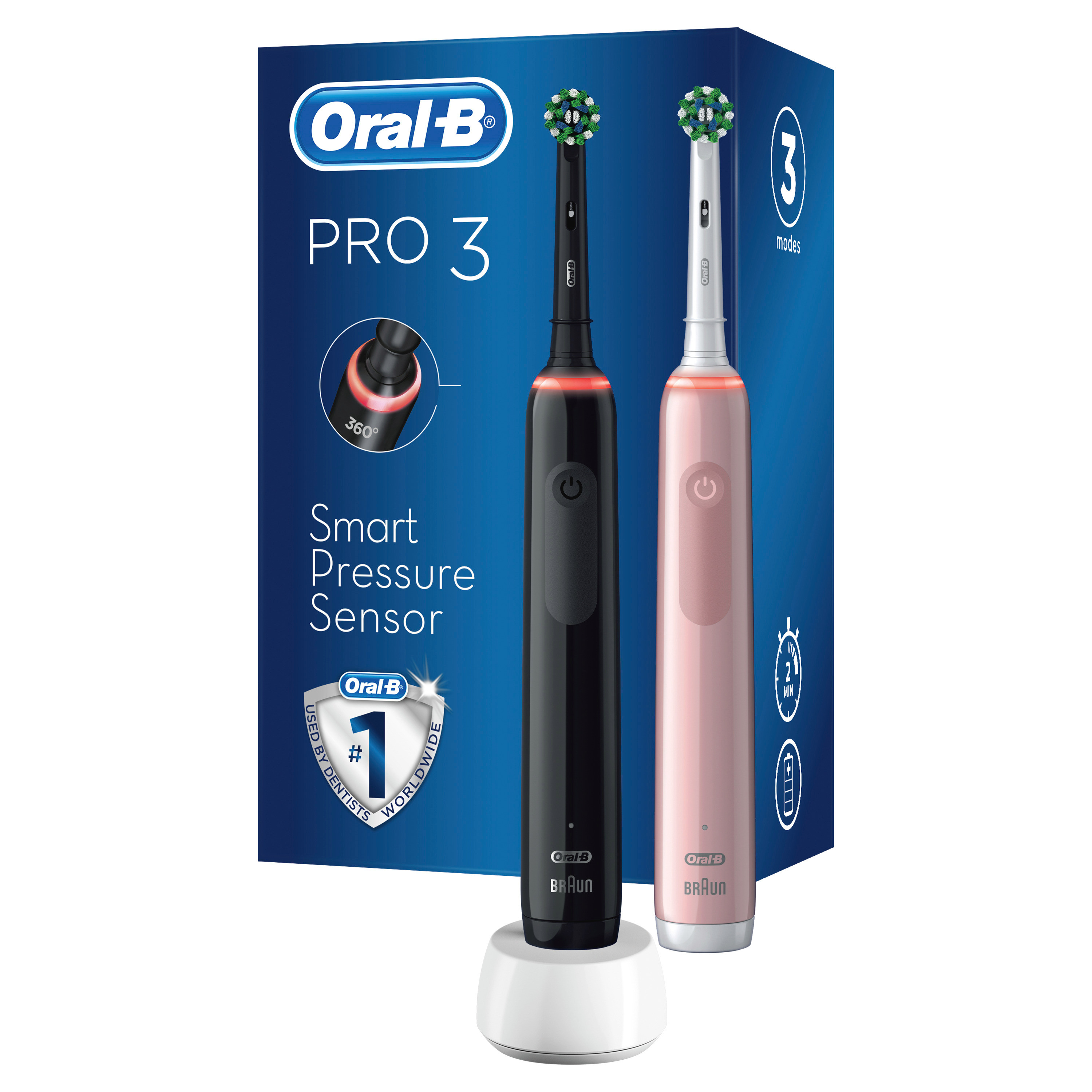 Oral-B Pro 3 3950N Svart + Rosa Eltandborste 2-Pack