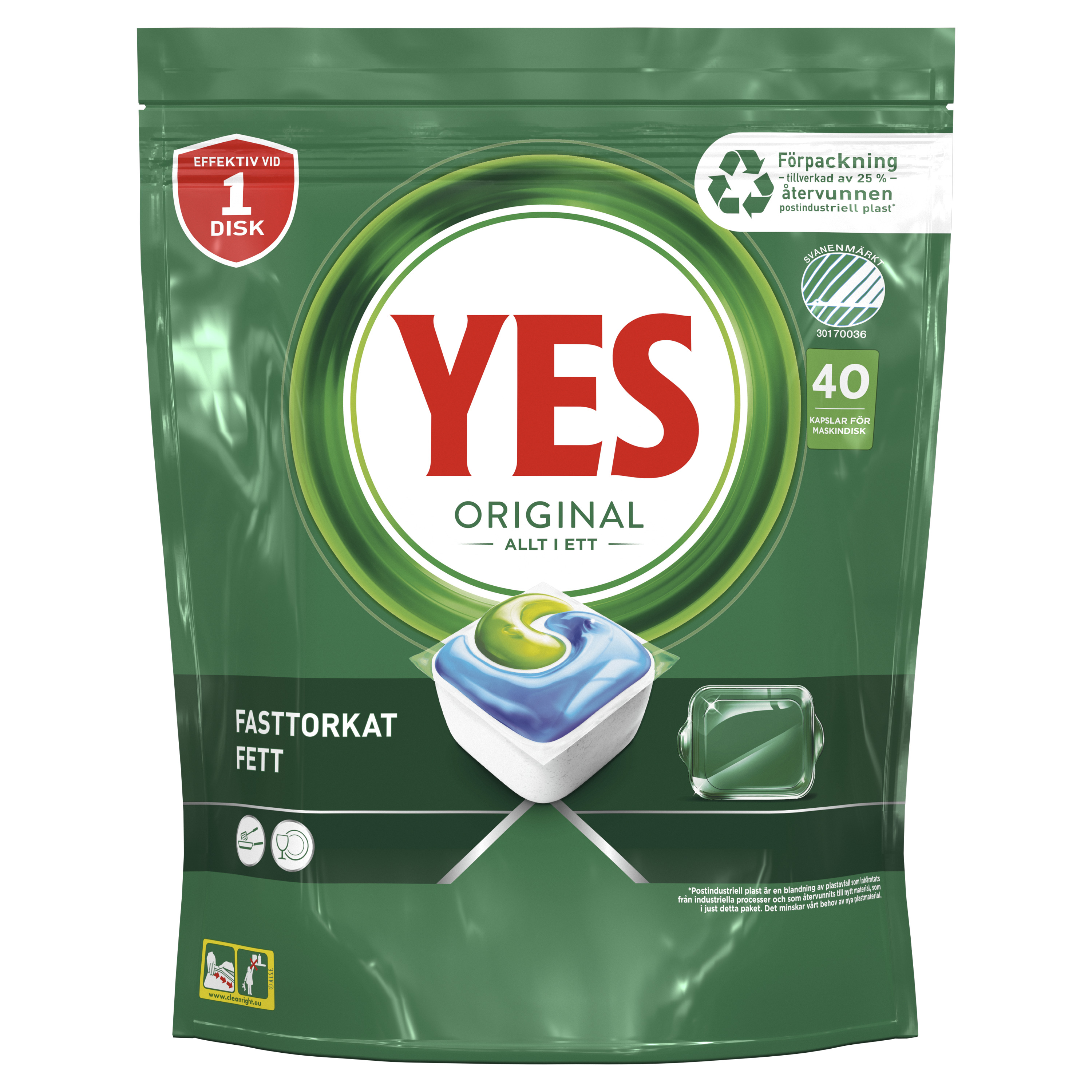 YES Original Diskmaskinstabletter 40 Tabletter