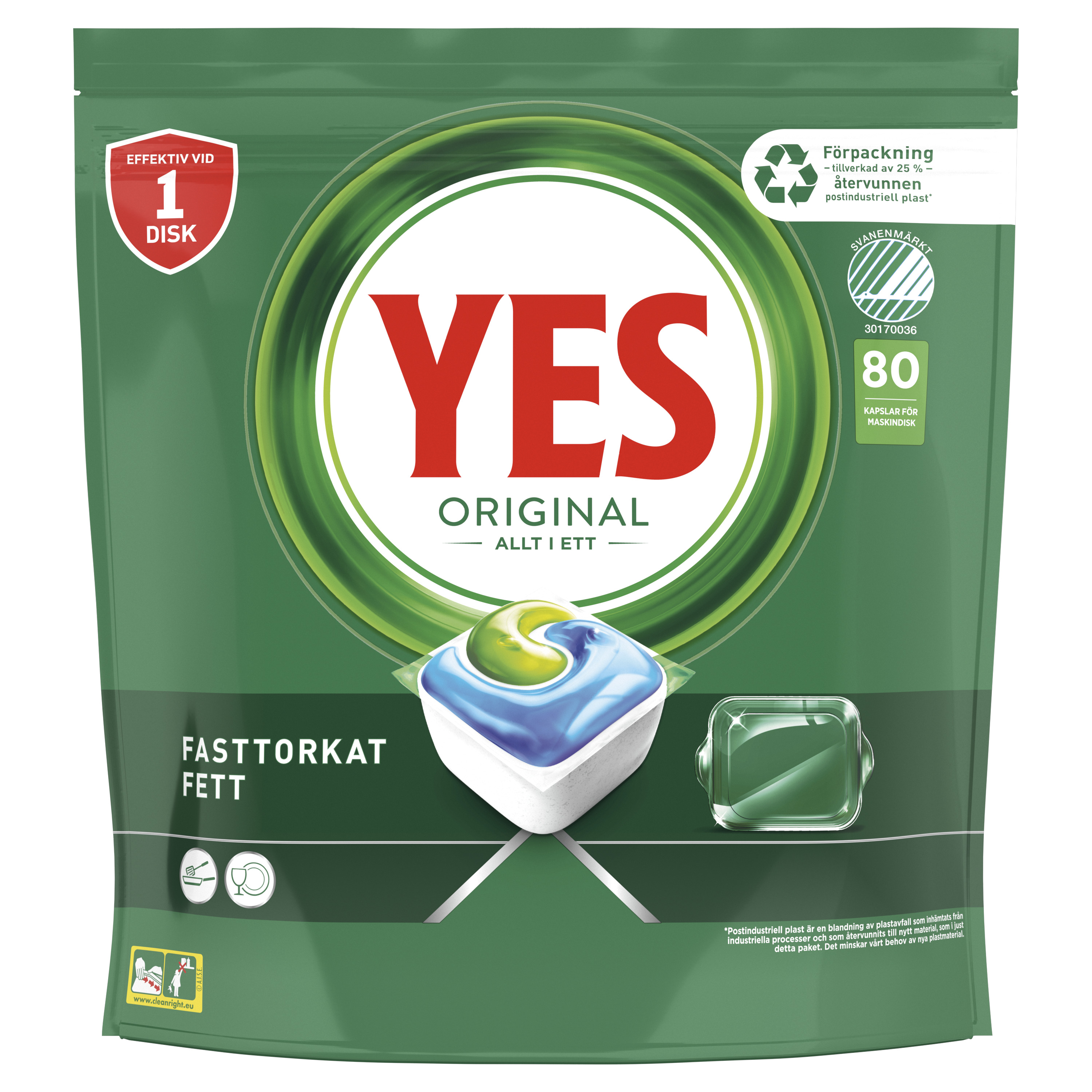 YES Original All In One Diskmaskinstabletter 80 Tabletter